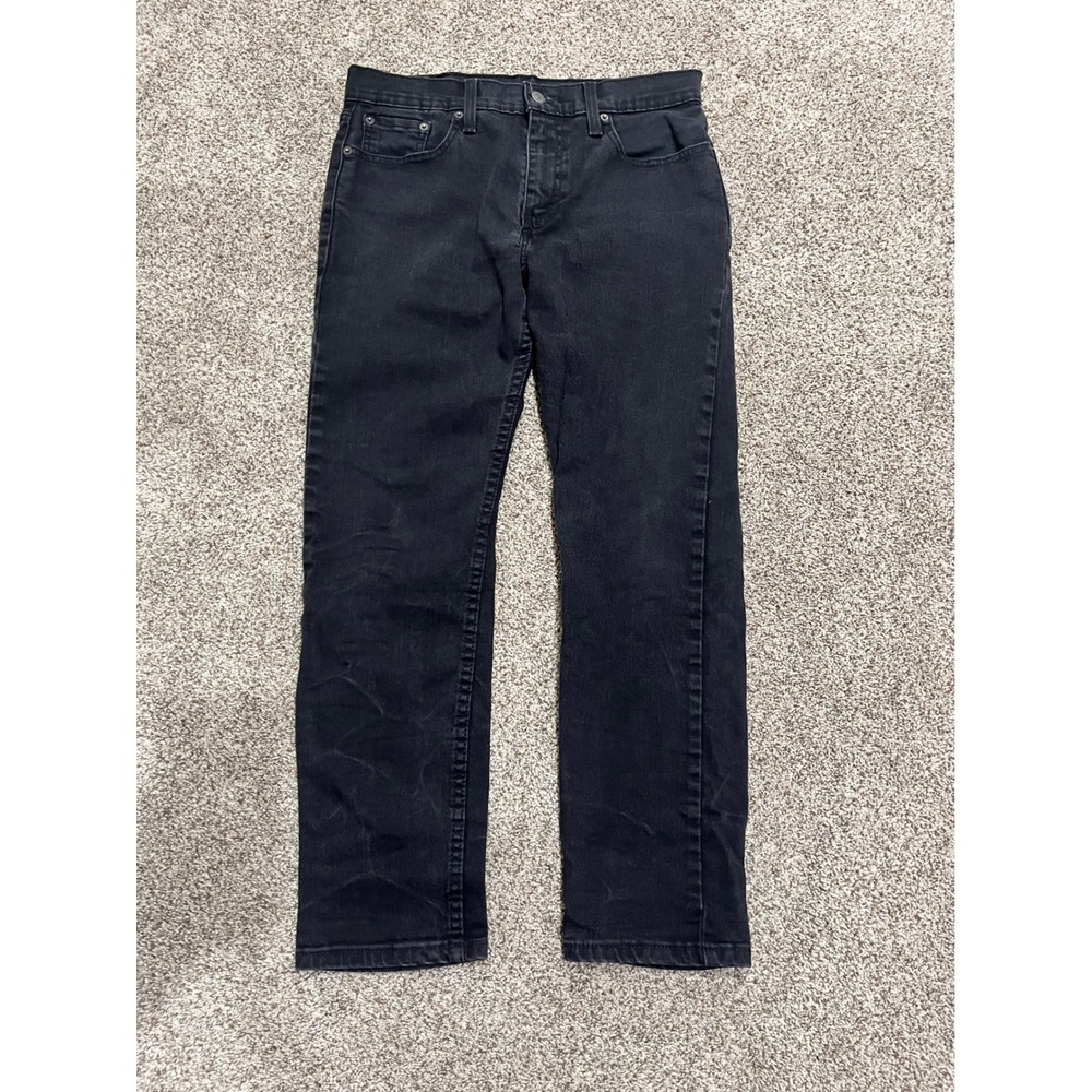 Levis 502 Regular Taper Black Jeans Mens 30x29 Cotton Stretch Denim Pants